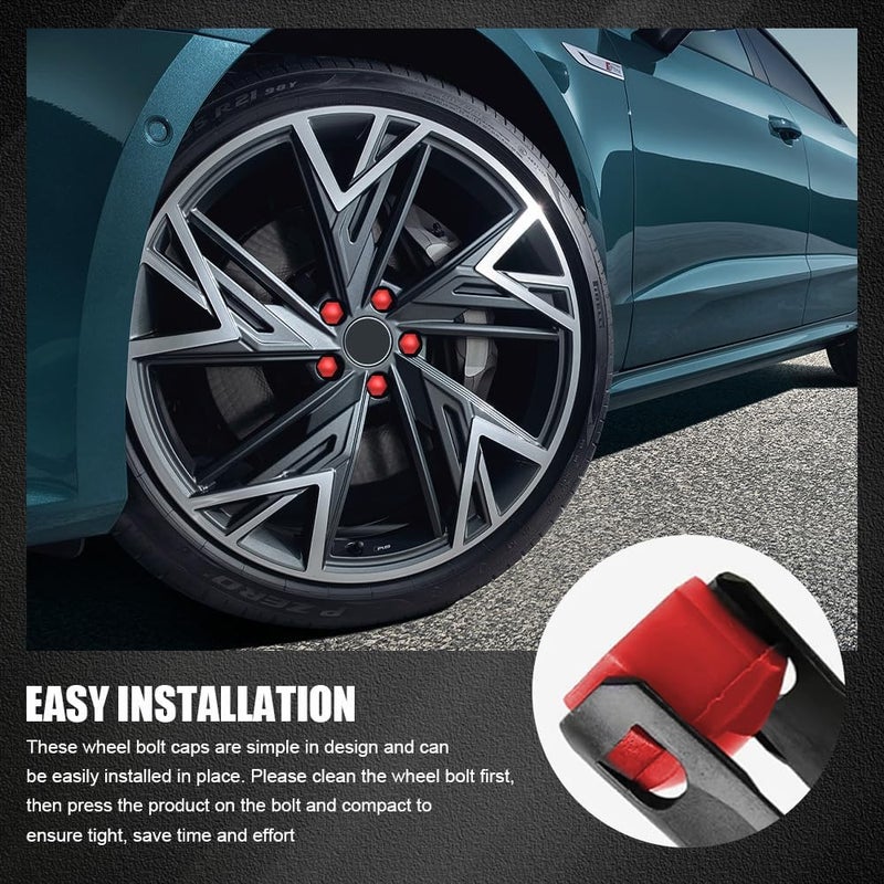 Lyxheth 20PCS Lug Nut Covers, Bolt Covers Caps, Auto Hub Screw Protector with Remover Tool, 21 mm Inner Hex Wheel Bolt Dust Caps Cover Decorative Car Accessories Universal for Most Cars (Red, 21mm) - Image 5